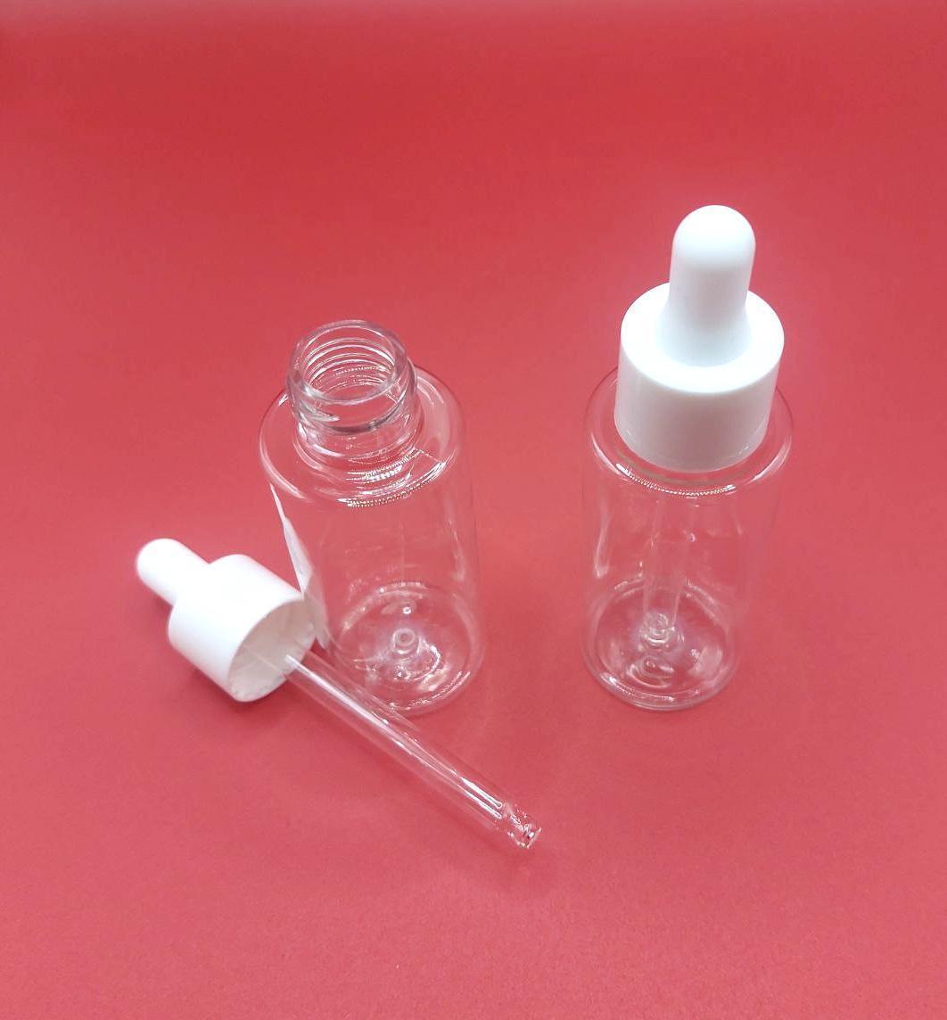 Флакон 50 мл 20/410 РЕТ прозрачный, натуральный без красителя (BU 874 A) в комплекте с пипеткой белой 3