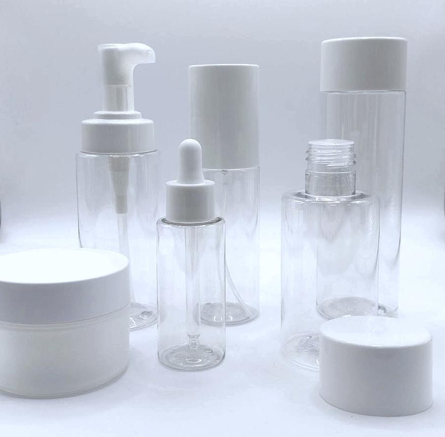 Флакон PET 125 мл 24/415 BU666B прозрачный в комплекте с широкой крышкой с редуктором 5