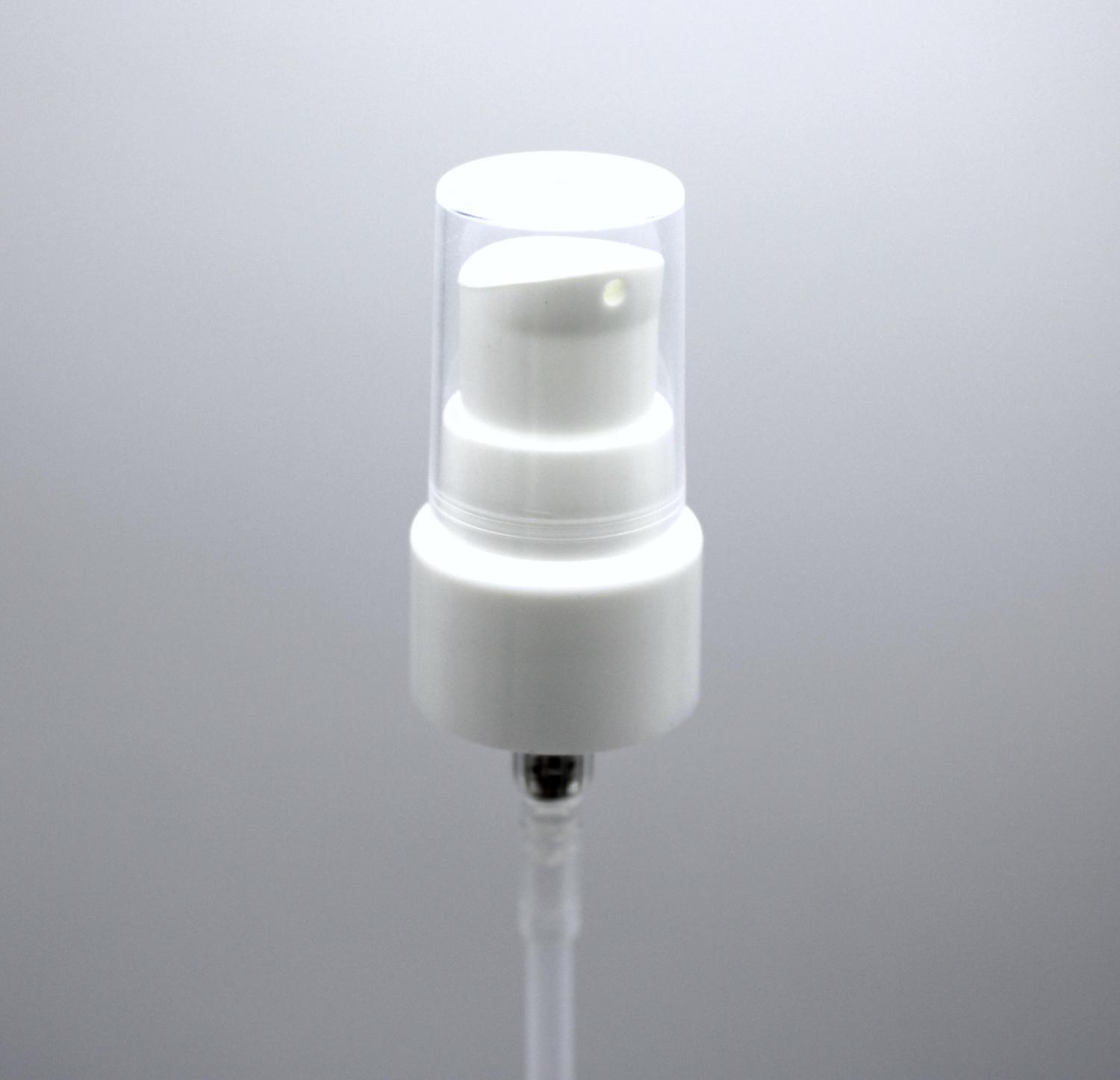 NEW_Дозатор 20/410 белый гладкий, кремовый, колпак прозрачный, трубка 150мм (в выдернутом состоянии) 2