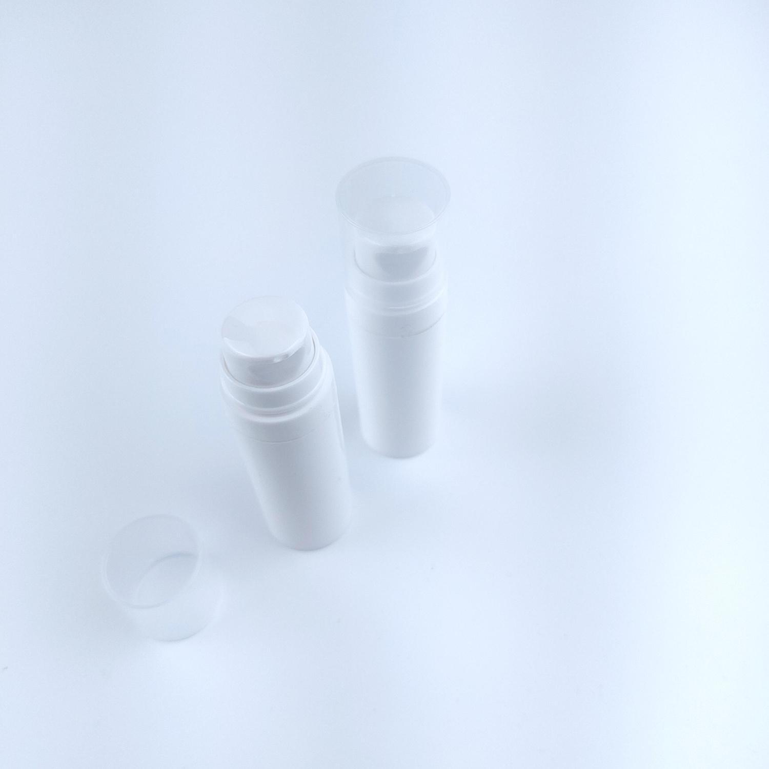 Флакон диспенсера 15мл вакуумный РР белый глянцевый в комплекте с дозатором белым, колпак натуральный 3