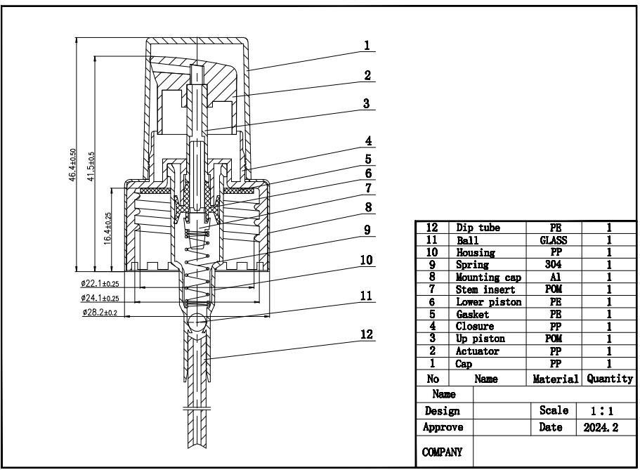 NEW_Дозатор 24/410 белый, с гладкой юбкой, кремовый, колпак прозрачный, трубка 200мм ( в выдернутом состоянии) 3
