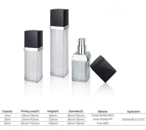 Флаконы вакуумные (диспенсеры) акриловые 15 / 30 / 50мл квадратные 5