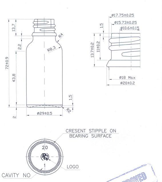Флакон стеклянный «Янтарный» 20 мл, горло 18GL 3