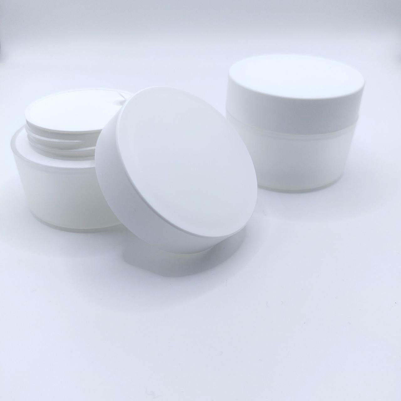 Банка 50мл РР натуральная с белым термосом PIATTO в комплекте с белой крышкой и твердым вкладышем 6