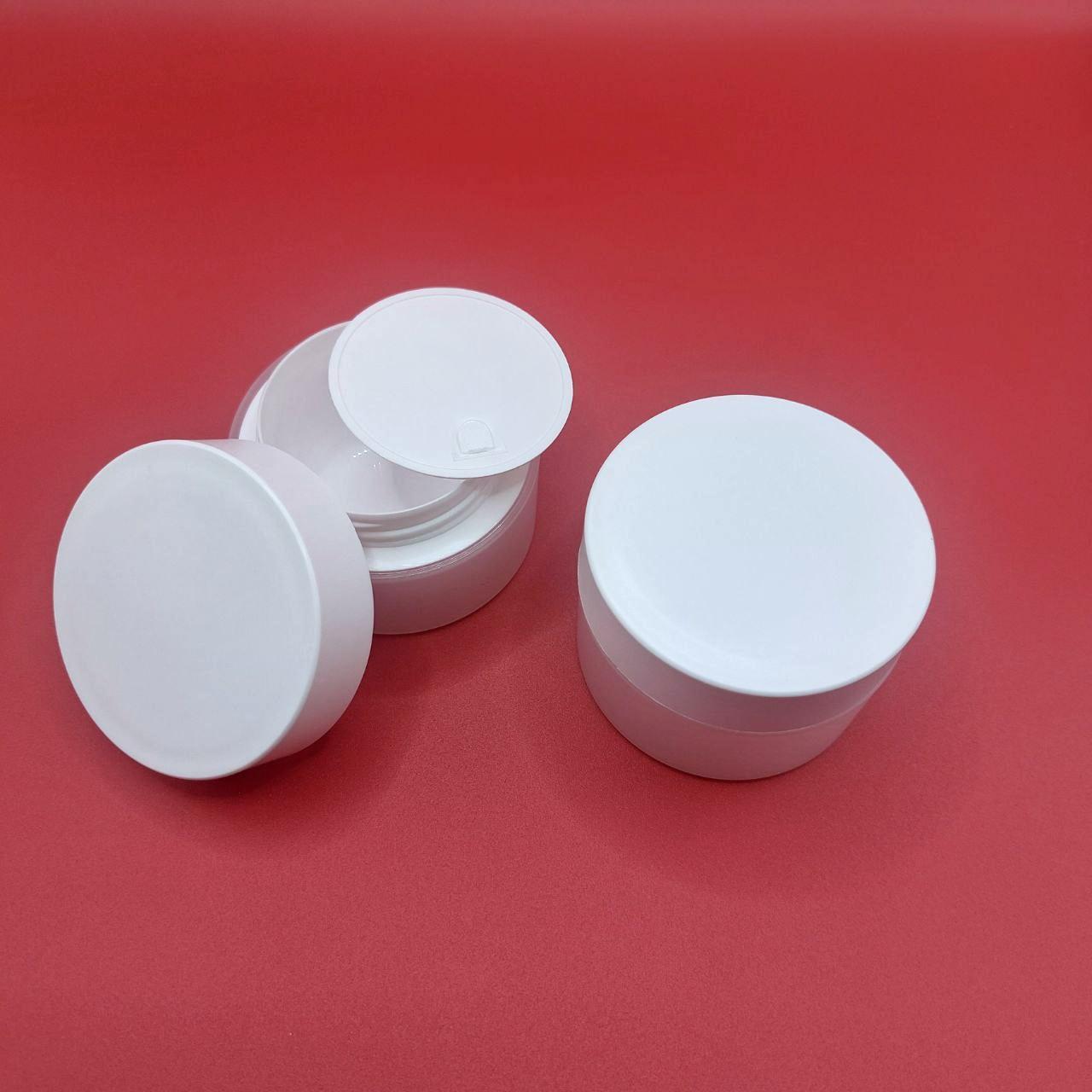 Банка 50мл РР натуральная с белым термосом PIATTO в комплекте с белой крышкой и твердым вкладышем 2