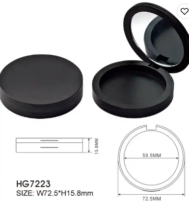 Футляр для компактной пудры магнитный цилиндрический, черный, внутренний диам.59,5мм, печать 1 цвет (HG7223)