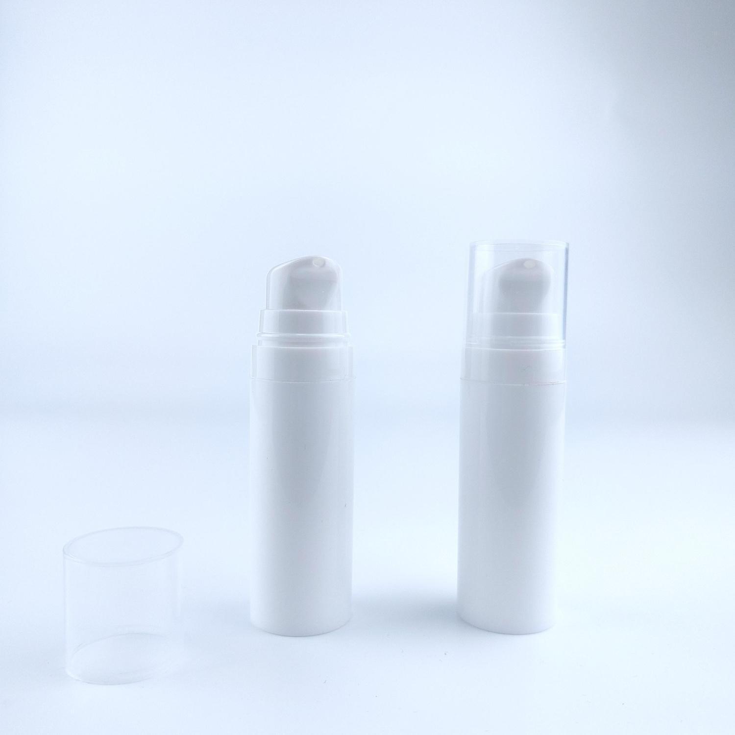 Флакон диспенсера 15мл вакуумный РР белый глянцевый в комплекте с дозатором белым, колпак натуральный 2