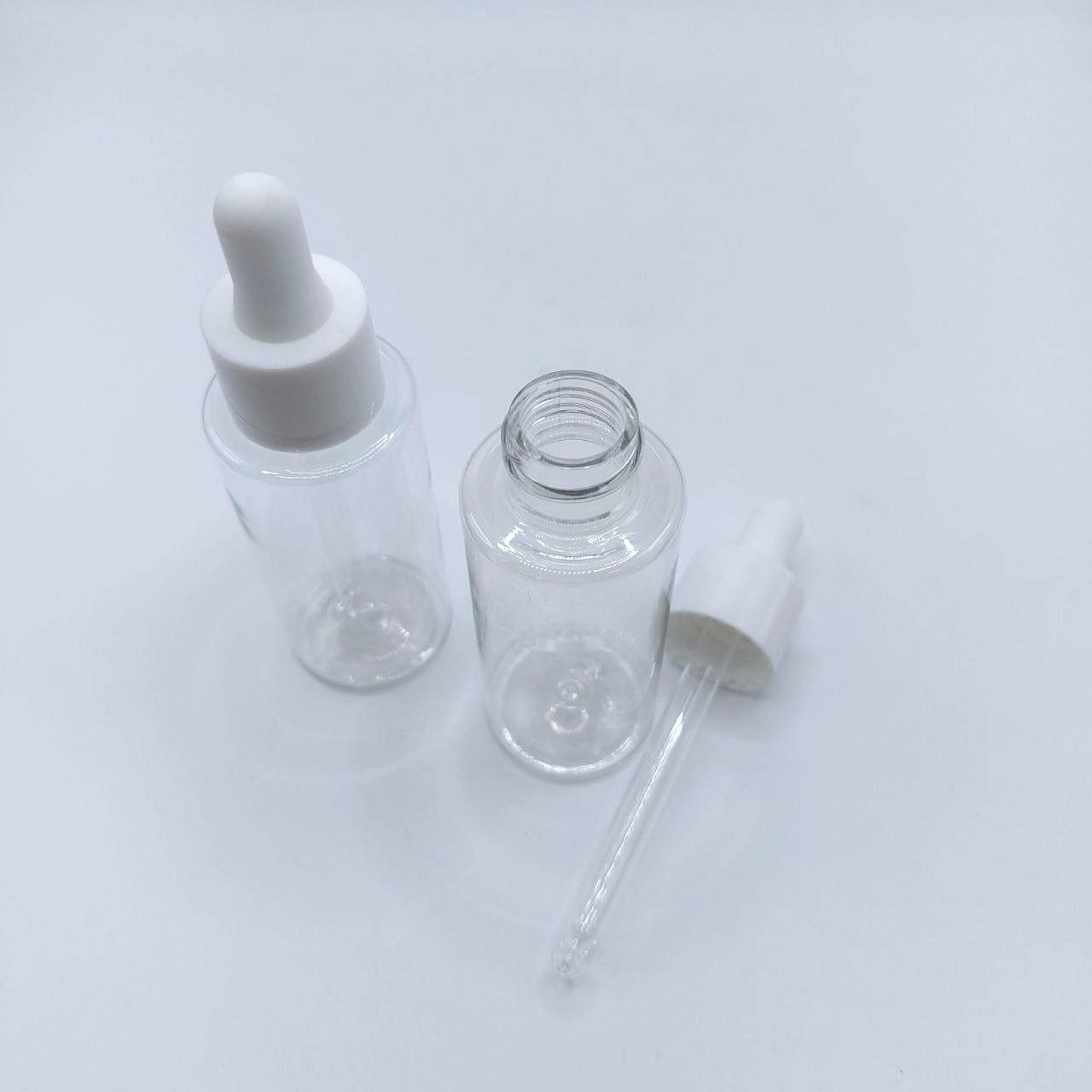 Флакон 50 мл 20/410 РЕТ прозрачный, натуральный без красителя (BU 874 A) в комплекте с пипеткой белой 6