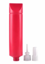 Флакон-туба 250мл красный LPPE (EL-AT02) + носик резьбовой в комплекте с колпачком белый