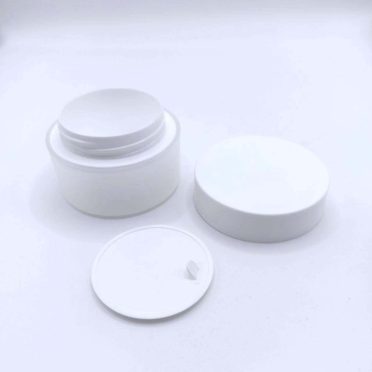 Банка 50мл РР натуральная с белым термосом PIATTO в комплекте с белой крышкой и твердым вкладышем 5