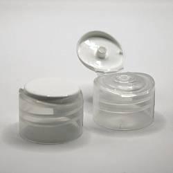 Крышка флип-топ 28/410 белая, отверстие 2,5 мм, верх - белый, низ -натуральный - АКЦИЯ