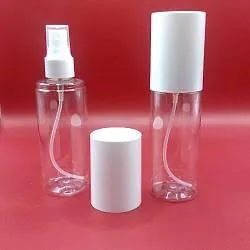 Флакон PET 100 мл 20/410 натуральный (BU805) в комплекте с белым колпаком и спреем
