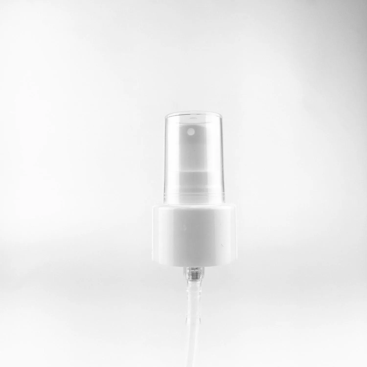 NEW_Дозатор 24/410 белый, с гладкой юбкой, кремовый, колпак прозрачный, трубка 200мм ( в выдернутом состоянии)