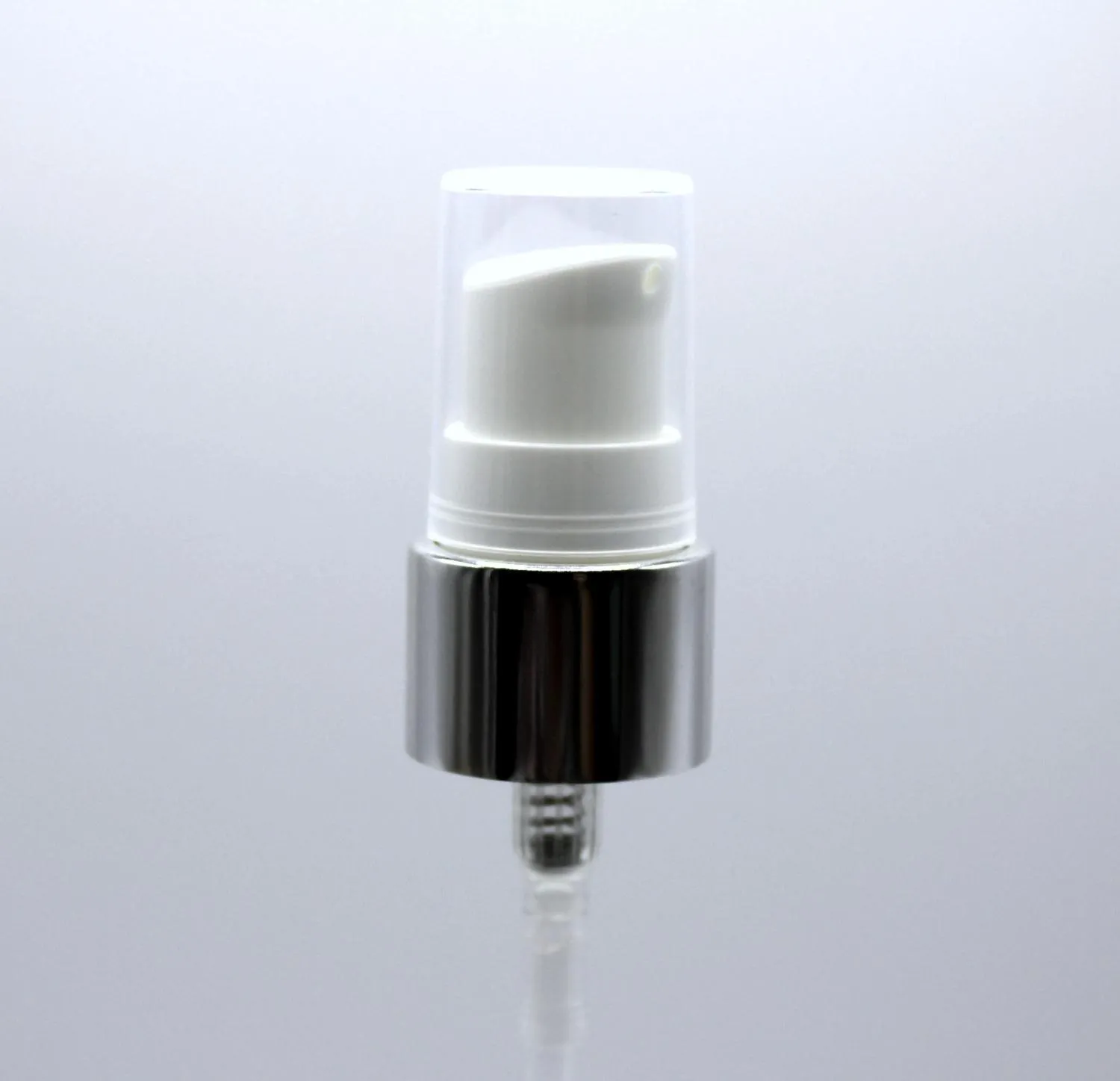 NEW_Дозатор 20/410 белый с алюм.чехлом под серебро, кремовый, колпак прозрачный, трубка 150мм ( в выдернутом состоянии)