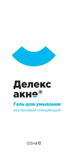 Туба d 40, 125 ml. со слоем ЭВОХ "ДЕЛЕКС АКНЕ гель для умывания азуленовый" NEW голубой_ PIN YUAN