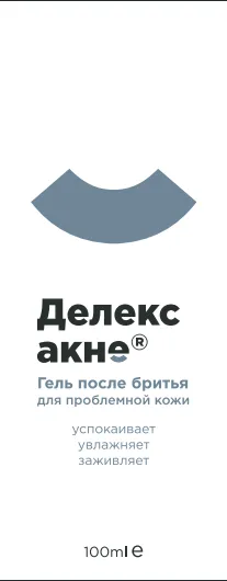 Туба d 35, 100 ml. "ДЕЛЕКС АКНЕ гель после бритья д/проблем.кожи" МНОГОСЛОЙНАЯ_ PIN YUAN