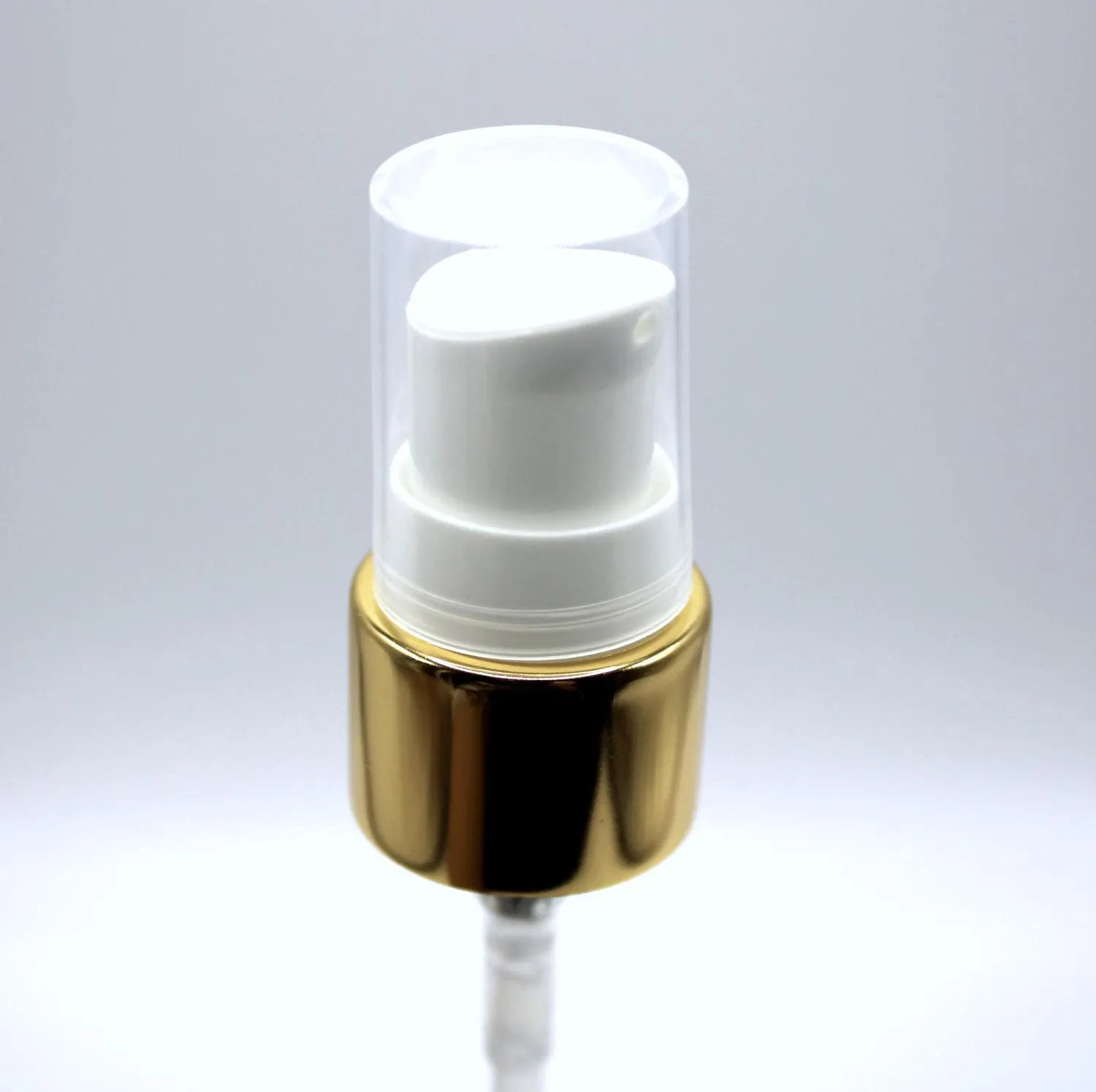 NEW_Дозатор 20/410 белый с алюм.чехлом под золото, кремовый, колпак прозрачный, трубка 150мм ( в выдернутом состоянии) 2